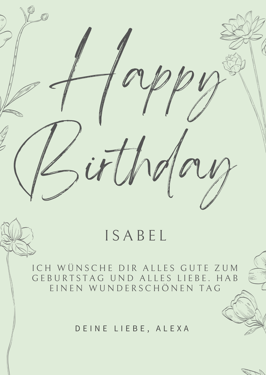 Isabel Geburtstagskarte